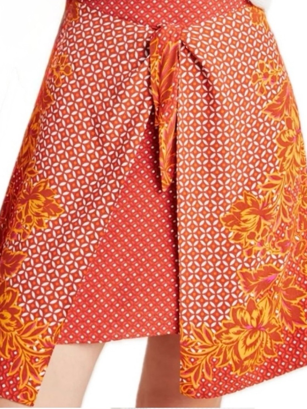 Maeve by Anthropologie Jamila Mini Skirt Geometric Pattern Layer Tie front 6P